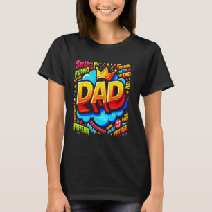 Funny Dad Father's Day Strong Brave Papa Graffiti T-Shirt