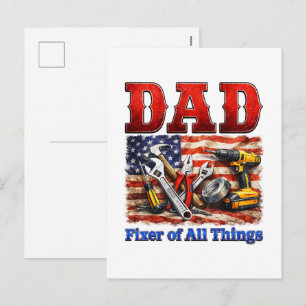 Funny Dad Fixer Of All Things Holiday Postcard