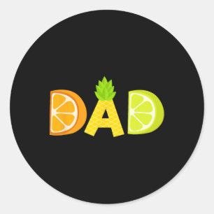 Funny Dad Fruitarian Lover Summer Father Fruit Sli Classic Round Sticker