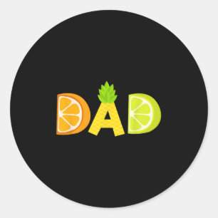 Funny Dad Fruitarian Lover Summer Father Fruit Sli Classic Round Sticker