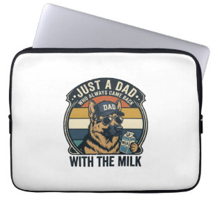 Funny Dad German Shepherd Milk Retro Shirt Design_ Laptop Sleeve