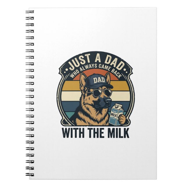 Funny Dad German Shepherd Milk Retro Shirt Design_ Notebook (Front)