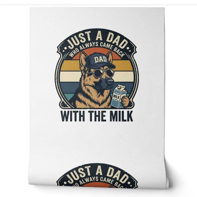 Funny Dad German Shepherd Milk Retro Shirt Design_ Wallpaper (Unrolling)