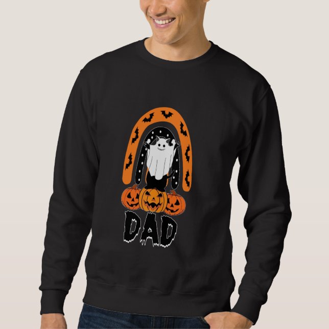 Funny Dad Ghost Black Cat Boo Pumpkin Rainbow Hall Sweatshirt (Front)