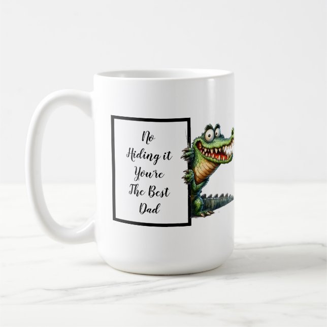 Funny dad gift with funny and quirky alligator  coffee mug (Left)