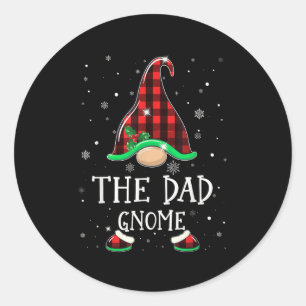 Funny Dad Gnome Buffalo Plaid Matching Christmas X Classic Round Sticker