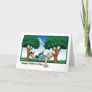 Funny Dad in a Hammock Cartoon Fathers Day Card