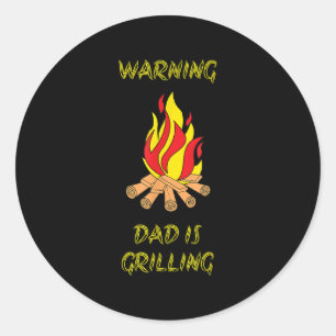 Funny Dad Is Grilling Gift For Fathers Day Bbq Gif Classic Round Sticker