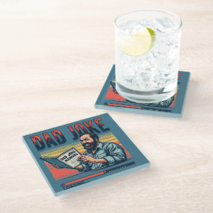 Funny Dad Joke Retro Humor Vintage Aesthetic Glass Coaster