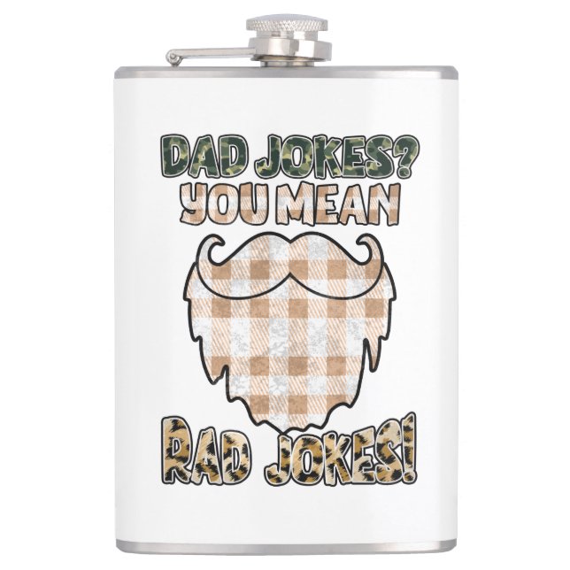 Funny Dad Jokes | Father's Day | Rad Jokes Hip Flask (Front)