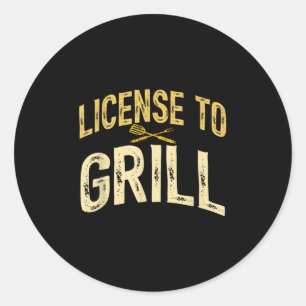 Funny Dad Loves Bbq License To Grill Meat Smoking Classic Round Sticker