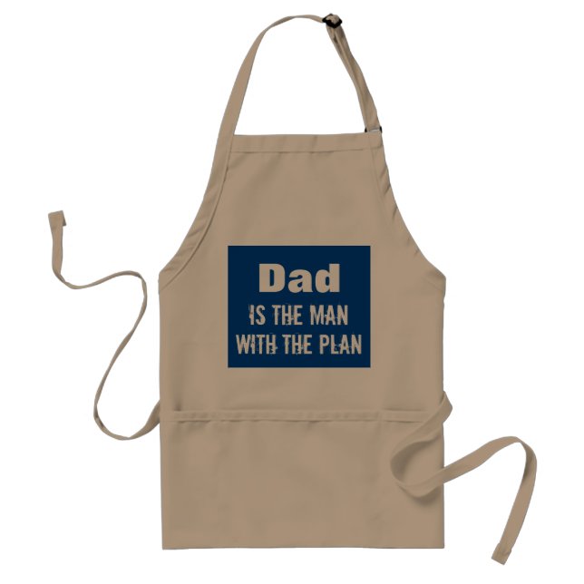 Funny Dad Man Plan Typography Grilling Apron (Front)