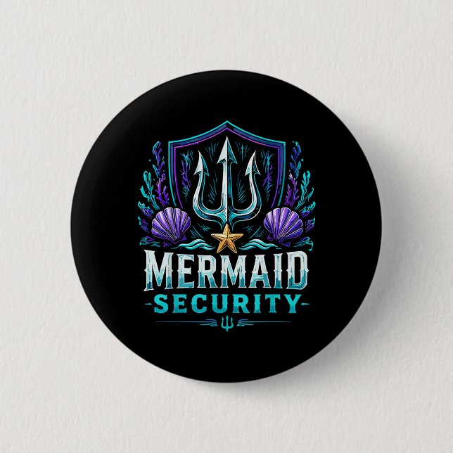 Funny Dad Mermaid Security 6 Cm Round Badge (Front)