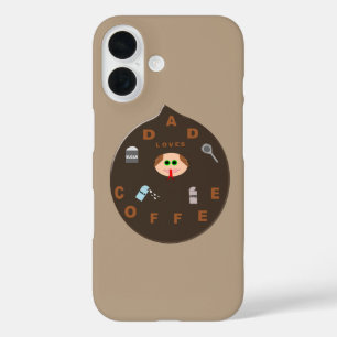Funny Dad Monster Loves Coffee iPhone 16 Case