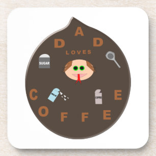 Funny Dad Monster Loves Coffee Coasters