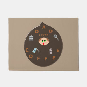 Funny Dad Monster Loves Coffee Door Mat