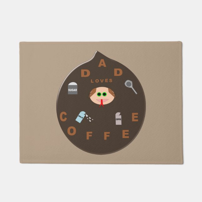 Funny Dad Monster Loves Coffee Door Mat (Front)