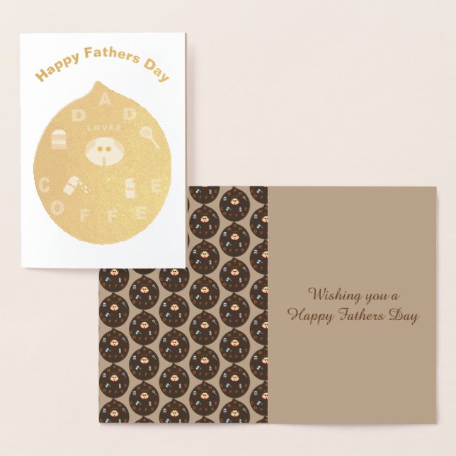 Funny Dad Monster Loves Coffee Foil Card (Display)