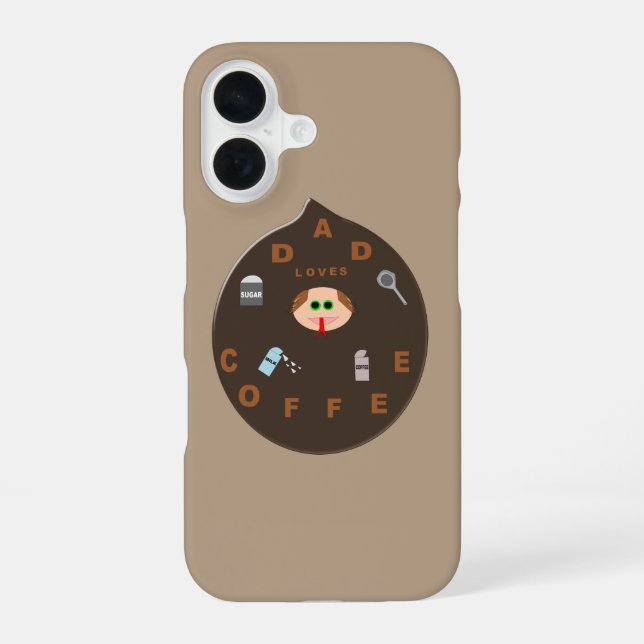 Funny Dad Monster Loves Coffee iPhone 16 Case (Back)