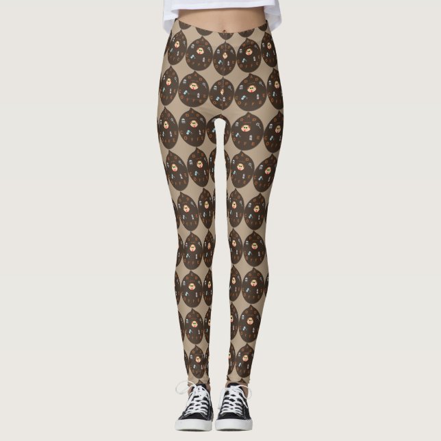 Funny Dad Monster Loves Coffee Leggings (Front)