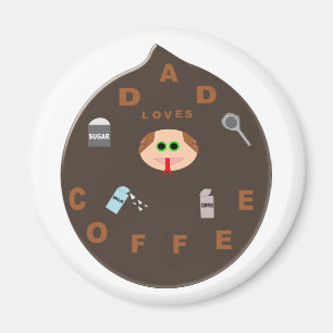 Funny Dad Monster Loves Coffee Magnet