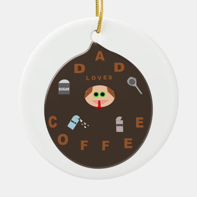 Funny Dad Monster Loves Coffee Ornament (Front)