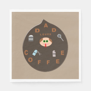 Funny Dad Monster Loves Coffee Paper Napkins