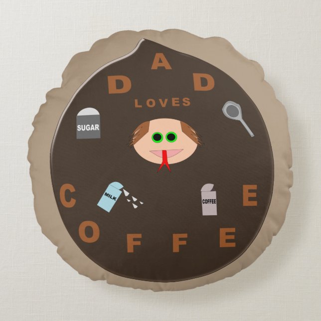 Funny Dad Monster Loves Coffee Pillow (Front)