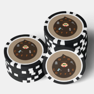 Funny Dad Monster Loves Coffee Poker Chips