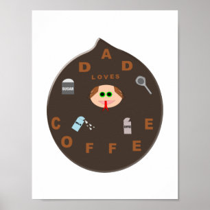 Funny Dad Monster Loves Coffee Poster