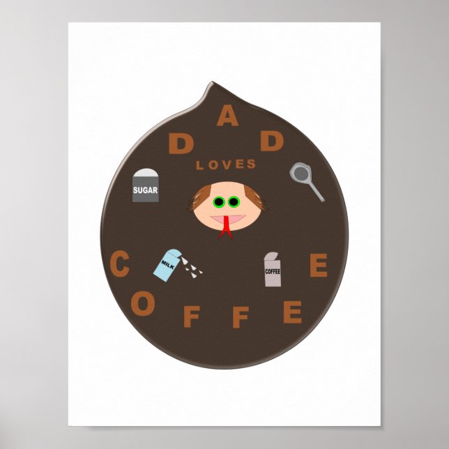 Funny Dad Monster Loves Coffee Poster (Front)
