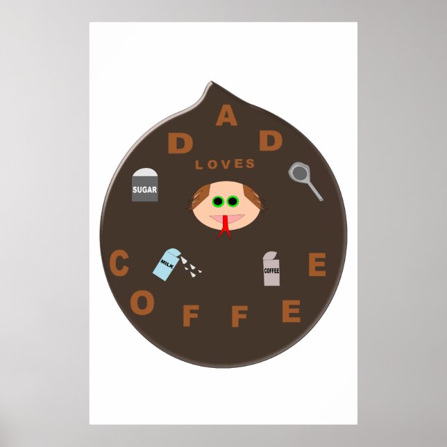 Funny Dad Monster Loves Coffee Poster (Front)