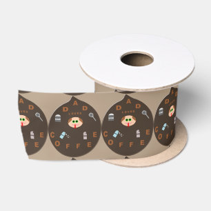 Funny Dad Monster Loves Coffee Ribbon Satin Ribbon