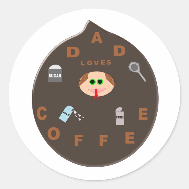 Funny Dad Monster Loves Coffee Stickers (Front)