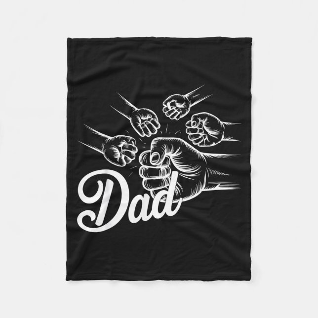 Funny Dad Of Four Toddler Kids Fathers Day Fist Bu Fleece Blanket (Front)