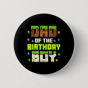 Funny Dad Of The Birthday Boy Video Gamer Pixel Bd 6 Cm Round Badge