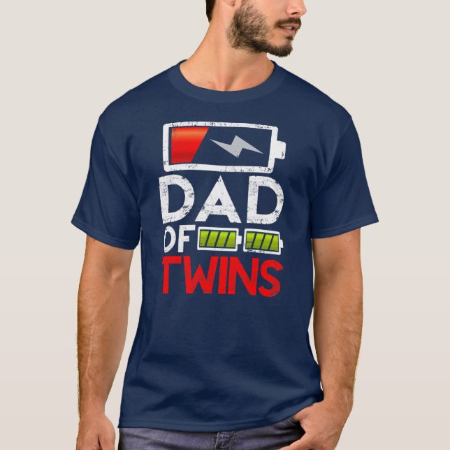 Funny Dad Of Twin Birth Dad Of 2 Father's Day T-Shirt (Front)