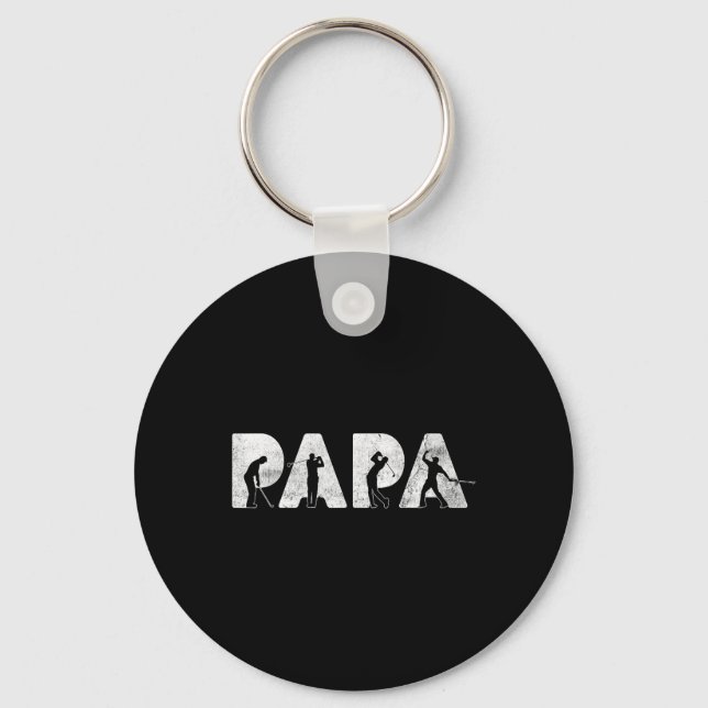 Funny Dad Papa Golf Daddy Funny Fathers Day Gift  Key Ring (Front)
