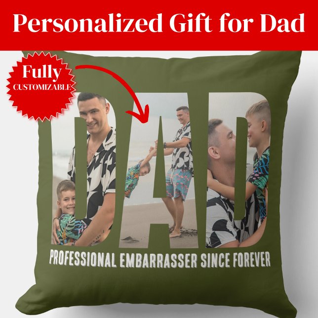 Funny Dad Photo Collage Throw Pillow (Funny Dad Photo Collage Throw Pillow)