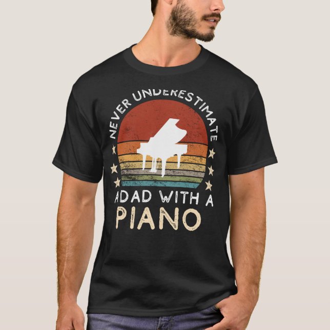 Funny Dad Piano Tee - Dads Musical Maestro & Wit! (Front)