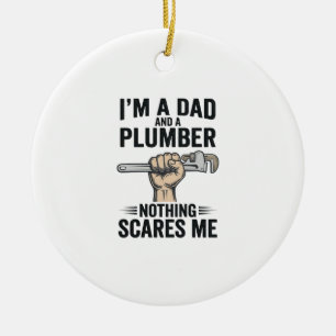 Funny Dad Plumber Vintage Engraving Shirt Design_1 Ceramic Tree Decoration
