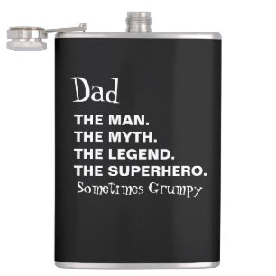 Funny Dad Quote Black White Fathers Day Hip Flask