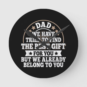 Funny Dad Saying Graphic Vintage Papa Father Round Clock