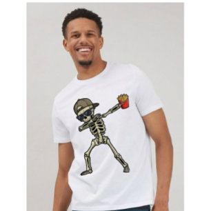 Funny Dad Shirt Skeleton Eating Fries