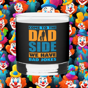 Funny Dad side bad jokes word art Whiskey Glass