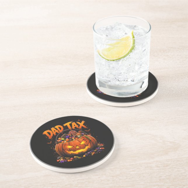 Funny Dad Tax Halloween Pumpkin Coaster (Side)