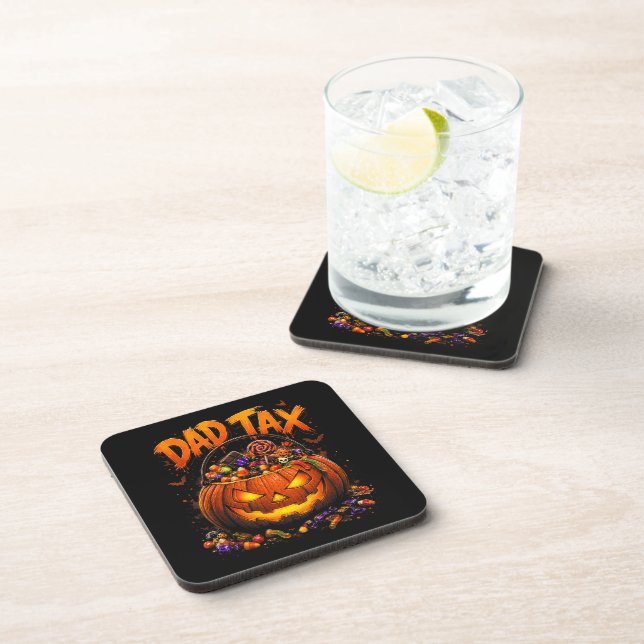 Funny Dad Tax Halloween Pumpkin Coaster (Right Side)