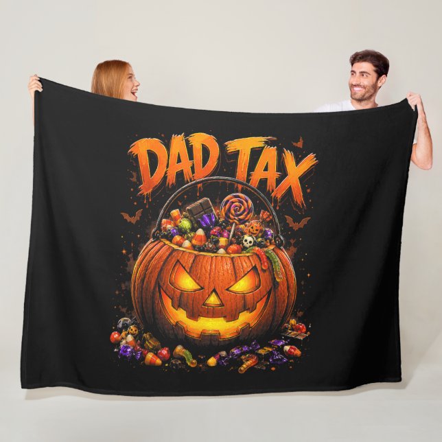 Funny Dad Tax Halloween Pumpkin Fleece Blanket (In Situ)