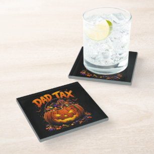 Funny Dad Tax Halloween Pumpkin Glass Coaster