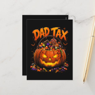 Funny Dad Tax Halloween Pumpkin Holiday Postcard